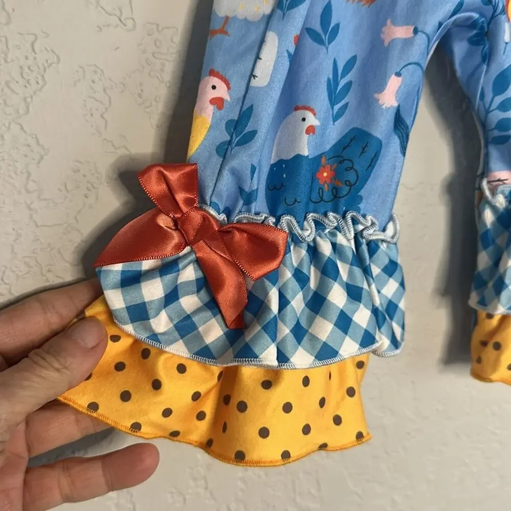 NEW Okie and Lou Chickens Hens Onesie Farm Easter Country Baby 3-6 months